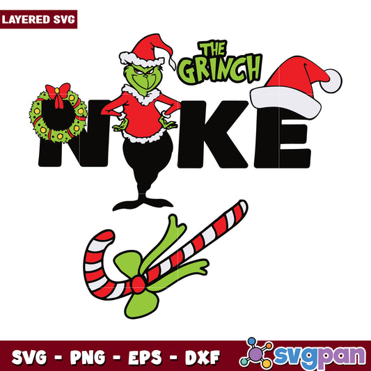 Christmas The Grinch Nike svg, christmas lights svg, cartoon svg