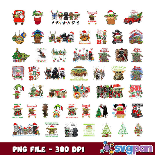 Christmas Yoda PNG Bundle 300 DPI