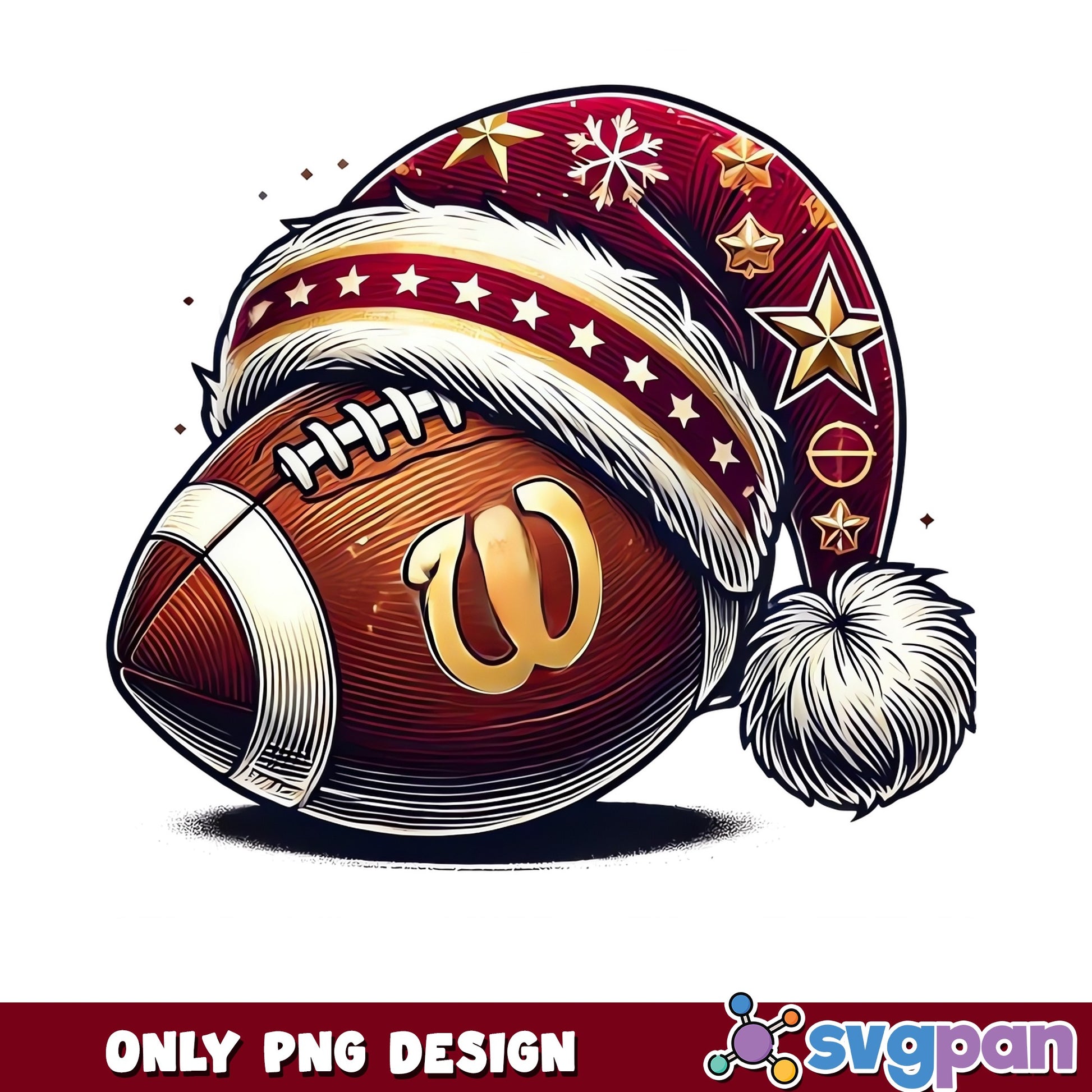 Christmas Football Santa Hat PNG, Football Christmas PNG, Holiday Sports PNG