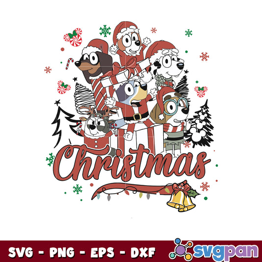 Christmas bluey family santa vibes svg, bluey and friends svg