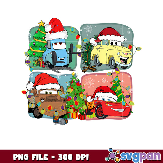 Christmas cars design png, disney cartoons png, cars movie png