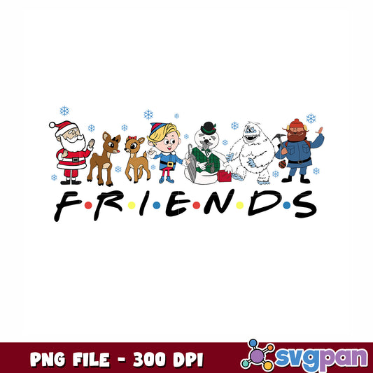 Christmas characters png, cute christmas png, christmas friends png