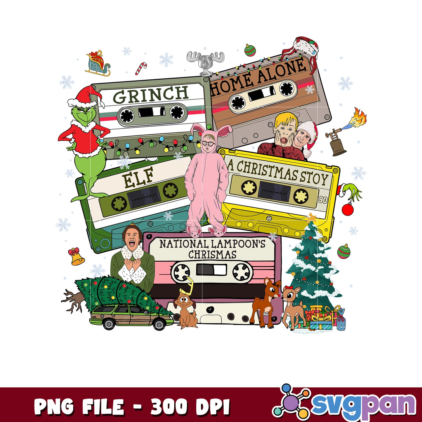 Christmas design png, home alone png, christmas songs png
