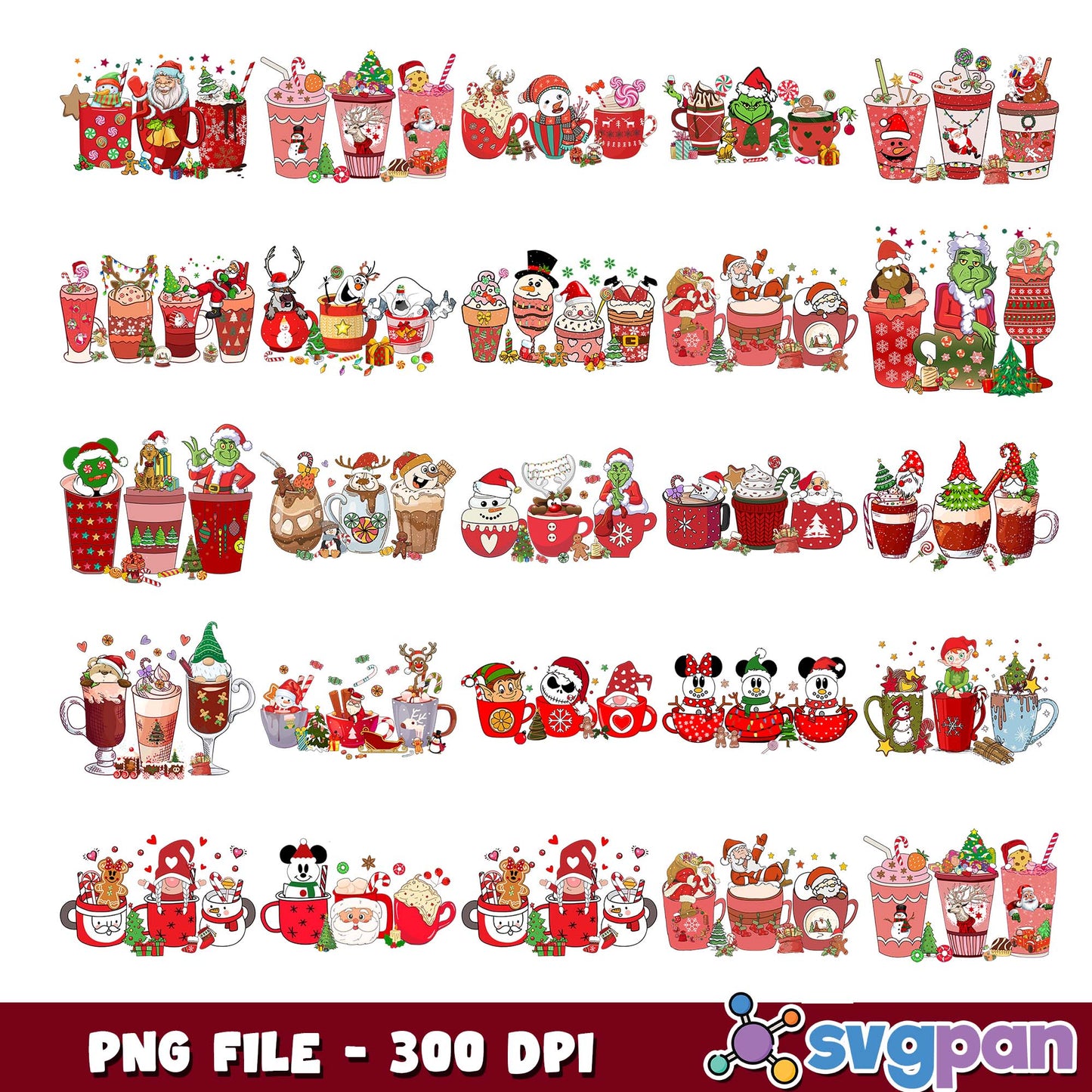 Christmas disney drink png bundle