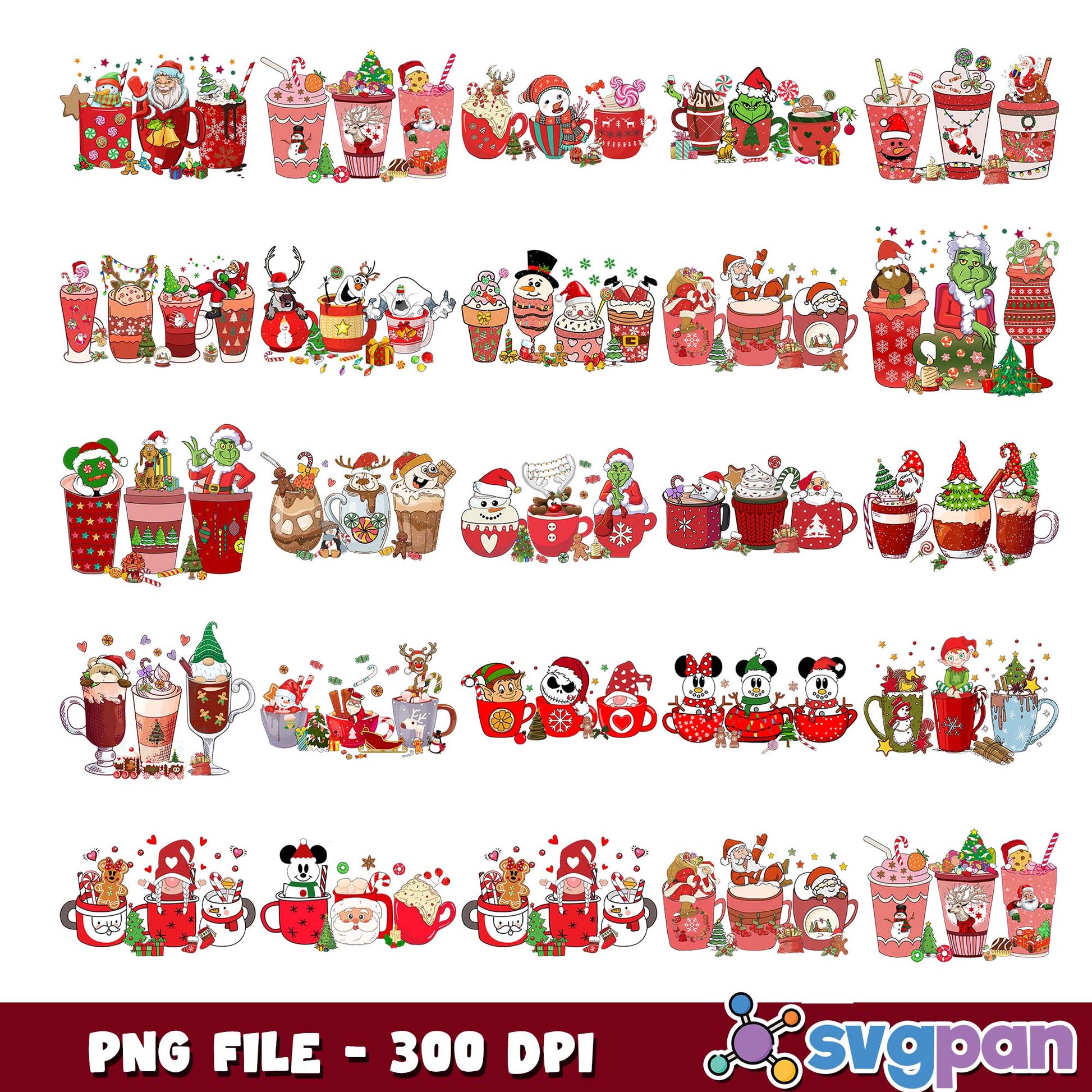 Christmas disney drink png bundle