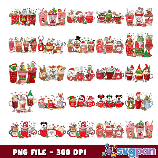 Christmas disney drink png bundle