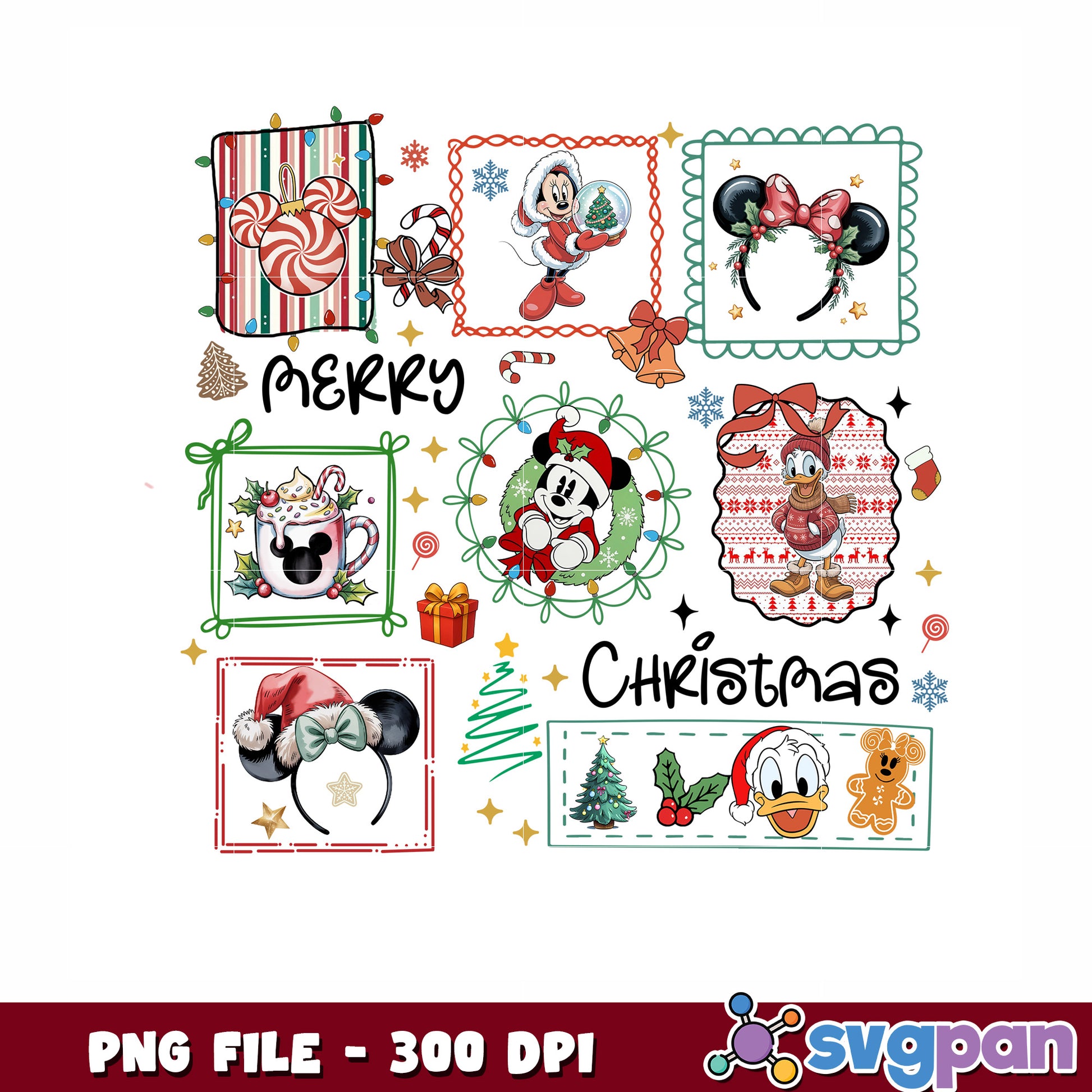 Christmas disney png, christmnas music png, disney characters png