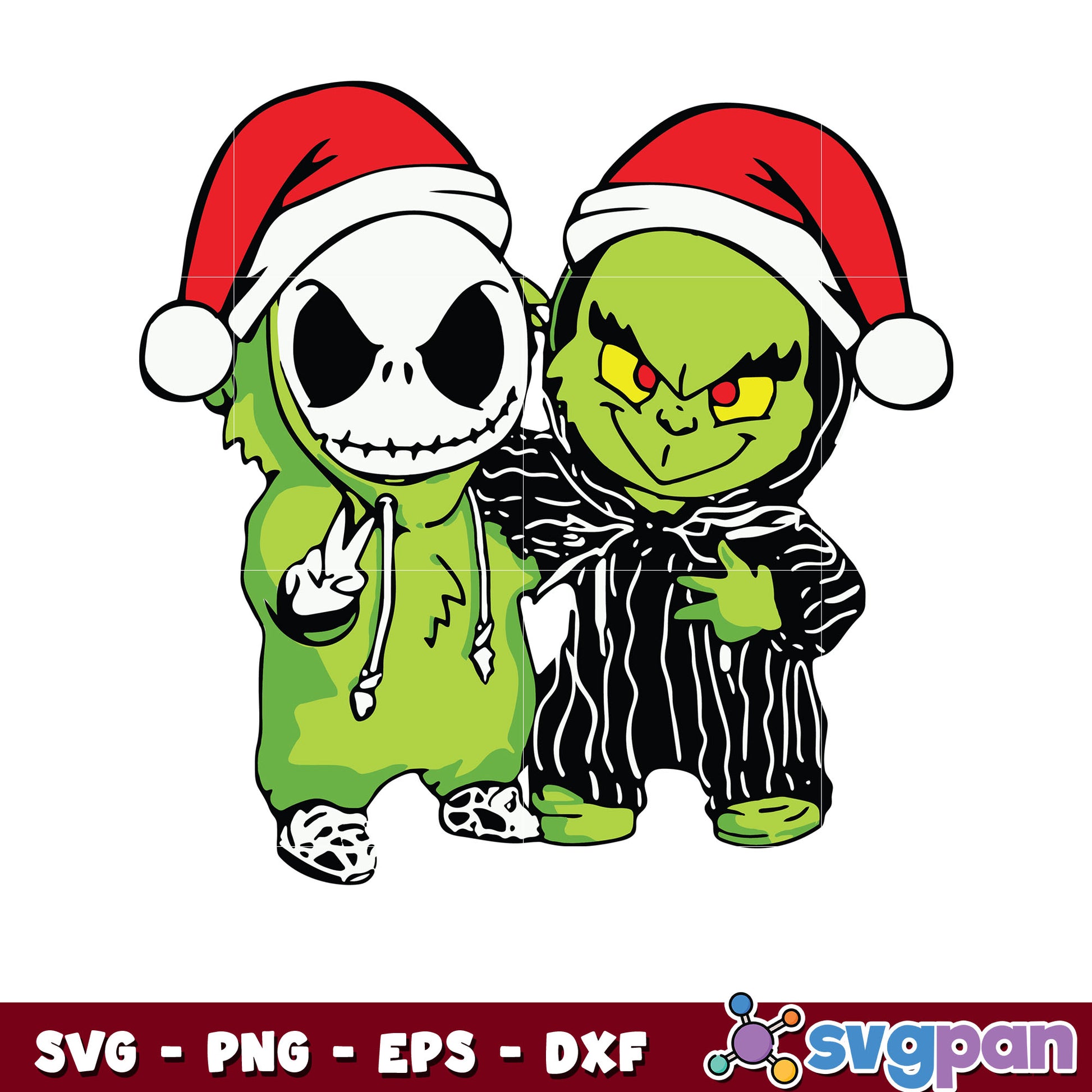 Christmas grinch and jack skellington santa hat svg