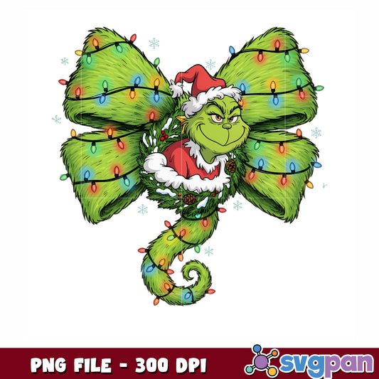 Christmas grinch bow png, christmas cartoons png, christmas decor png