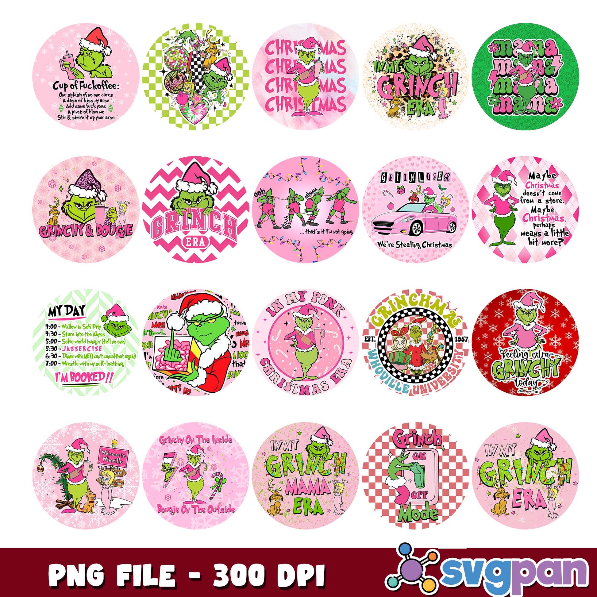 Christmas grinch era design png bundle