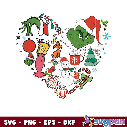 Christmas grinch friends heart design svg