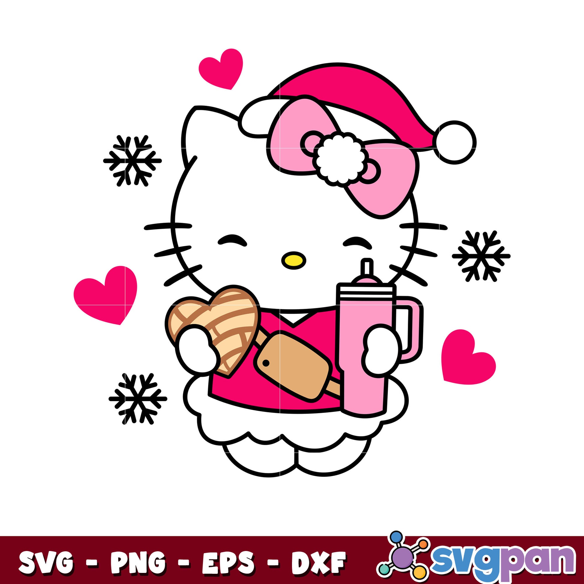 Christmas hello kitty concha pink svg, hello kitty christmas svg