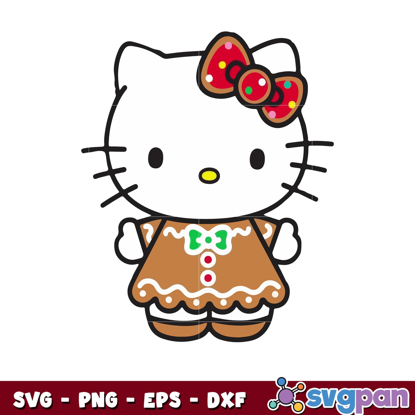 Christmas hello kitty gingerbread svg, hello kitty christmas svg