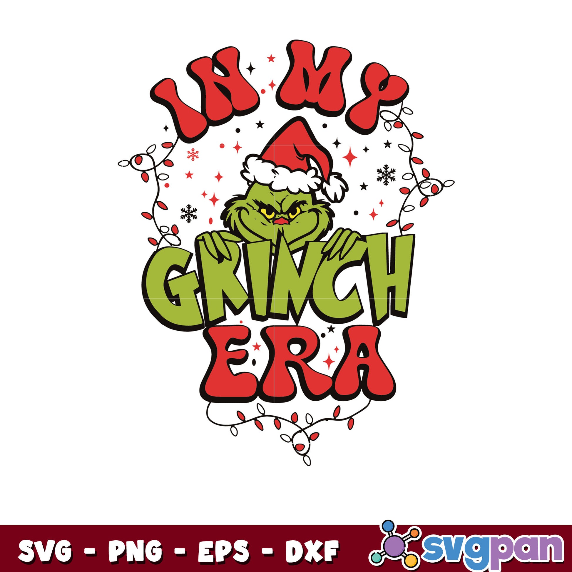 Christmas lights in My grinch era svg