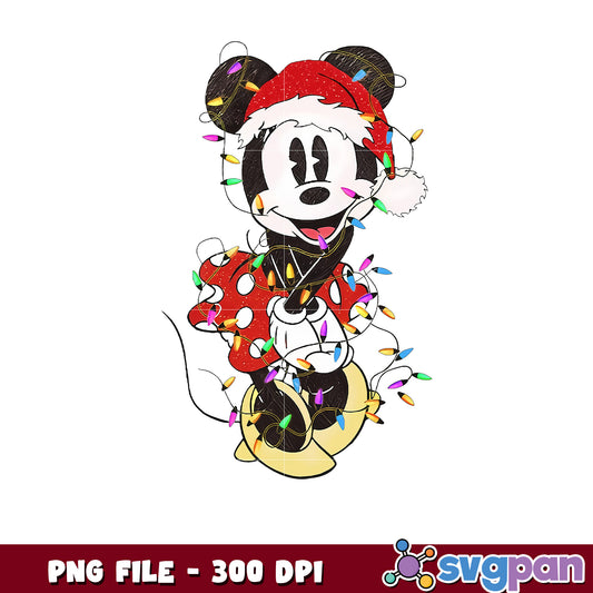 Christmas lights minnie png, chistmas clipart png, cartoon png