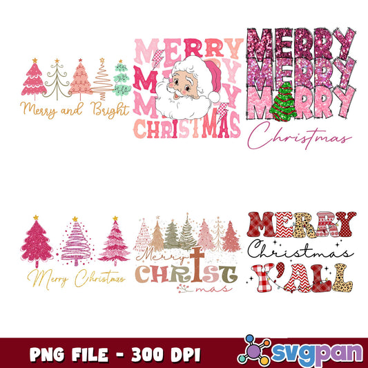 Christmas merry and bright png bundle