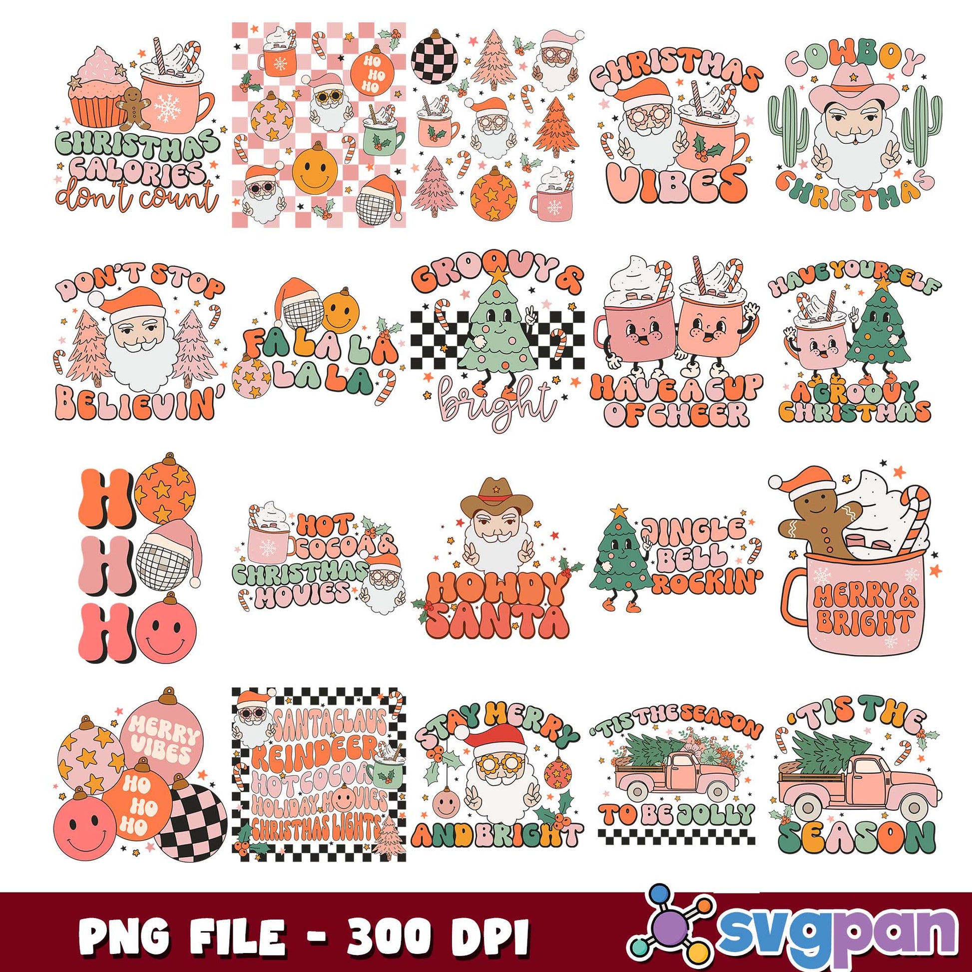 Christmas quotes design png bundle