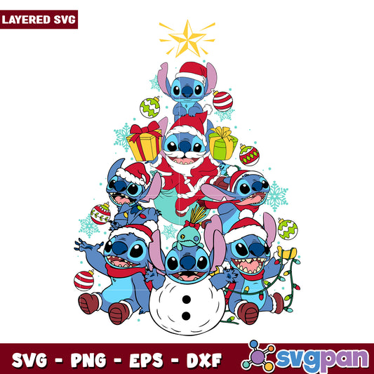 Christmas stitch svg, christmas lights svg, cartoon svg