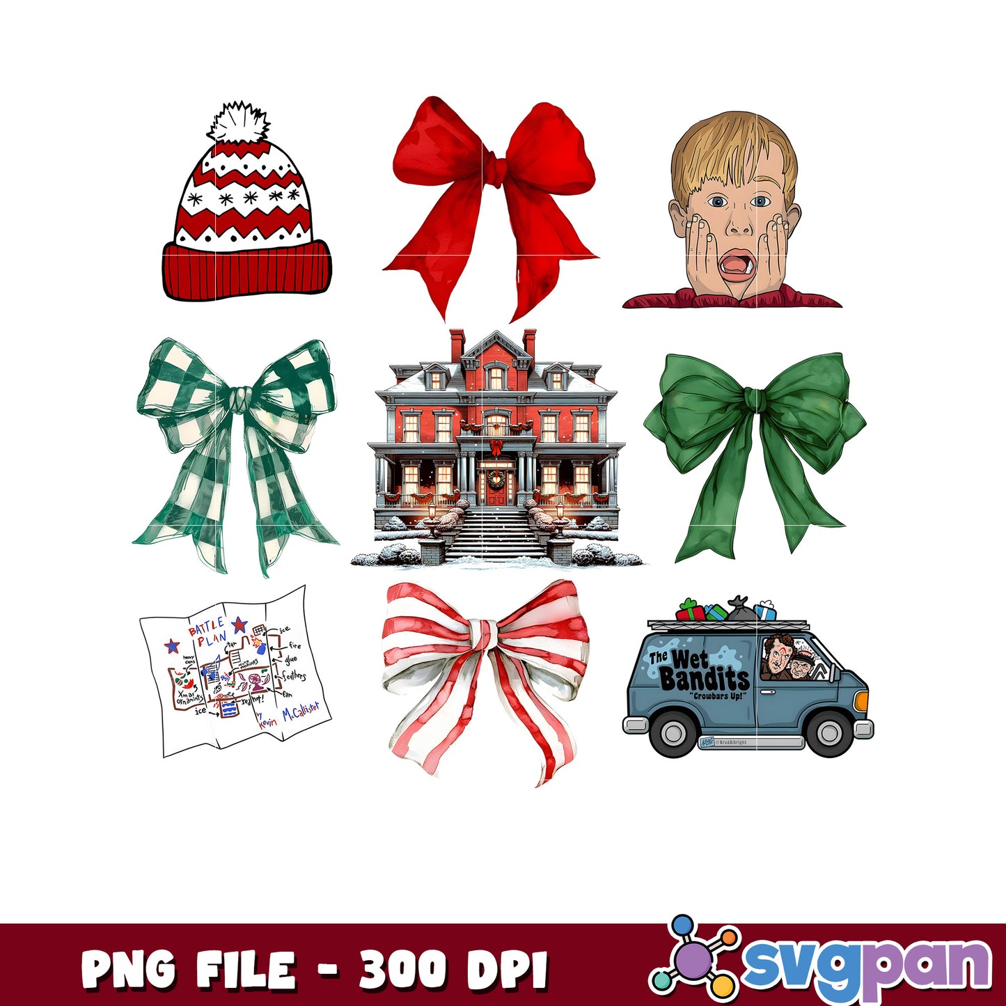 Christmas things png, cartoon png, christmas lights png