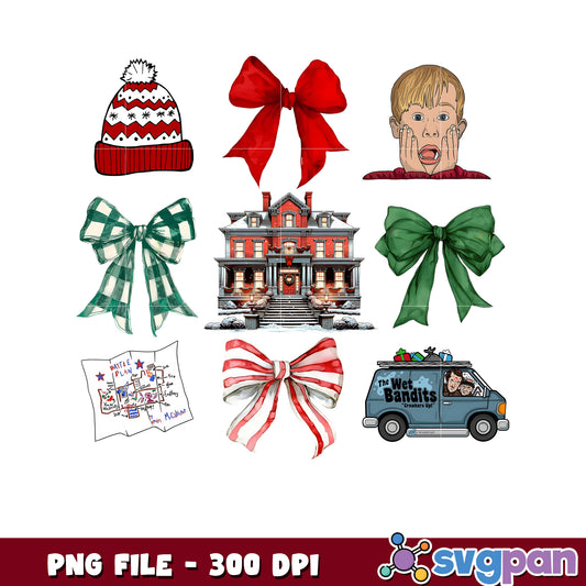 Christmas things png, cartoon png, christmas lights png