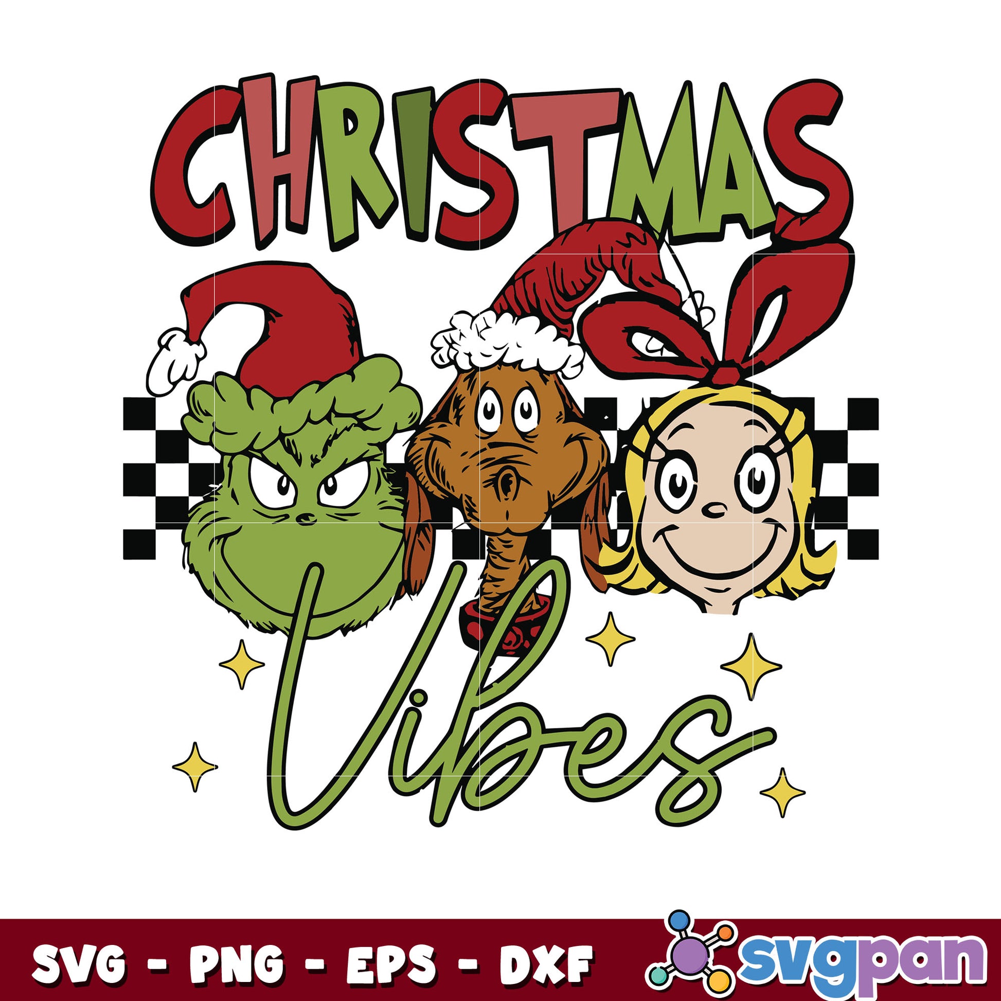 Christmas vibes grinch and friends svg, grinch christmas hat svg