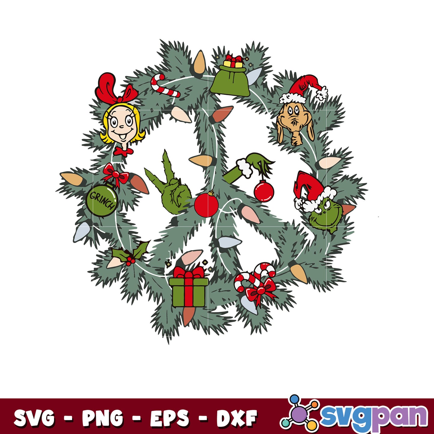 Christmas wreath grinch friends svg