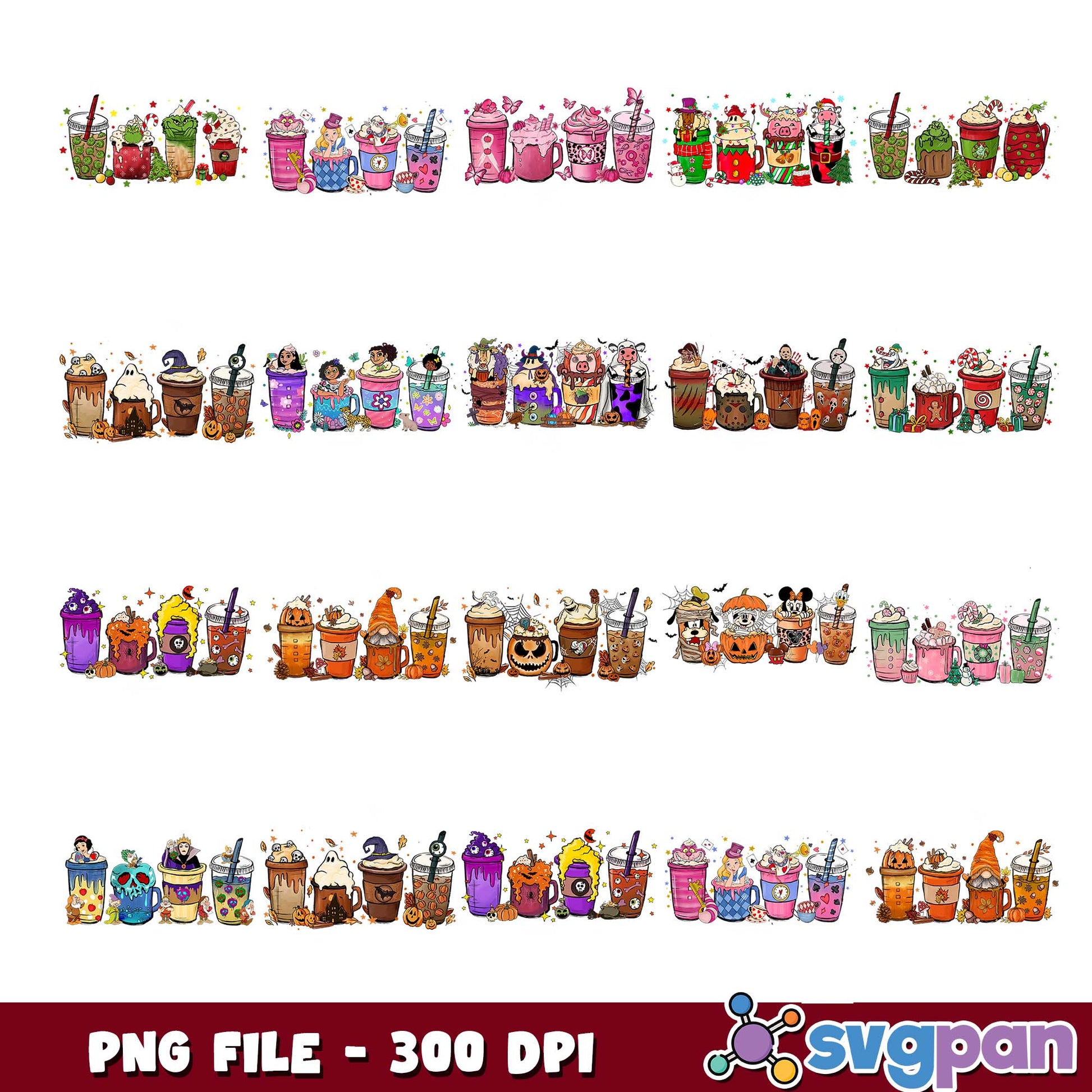 Christmas x halloween drink png bundle