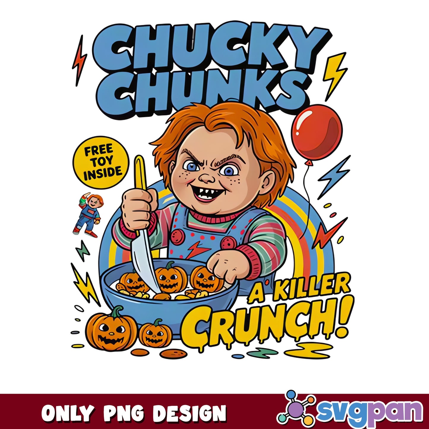 Chucky Chunks Killer Crunch Halloween PNG, Chucky PNG, Horror PNG