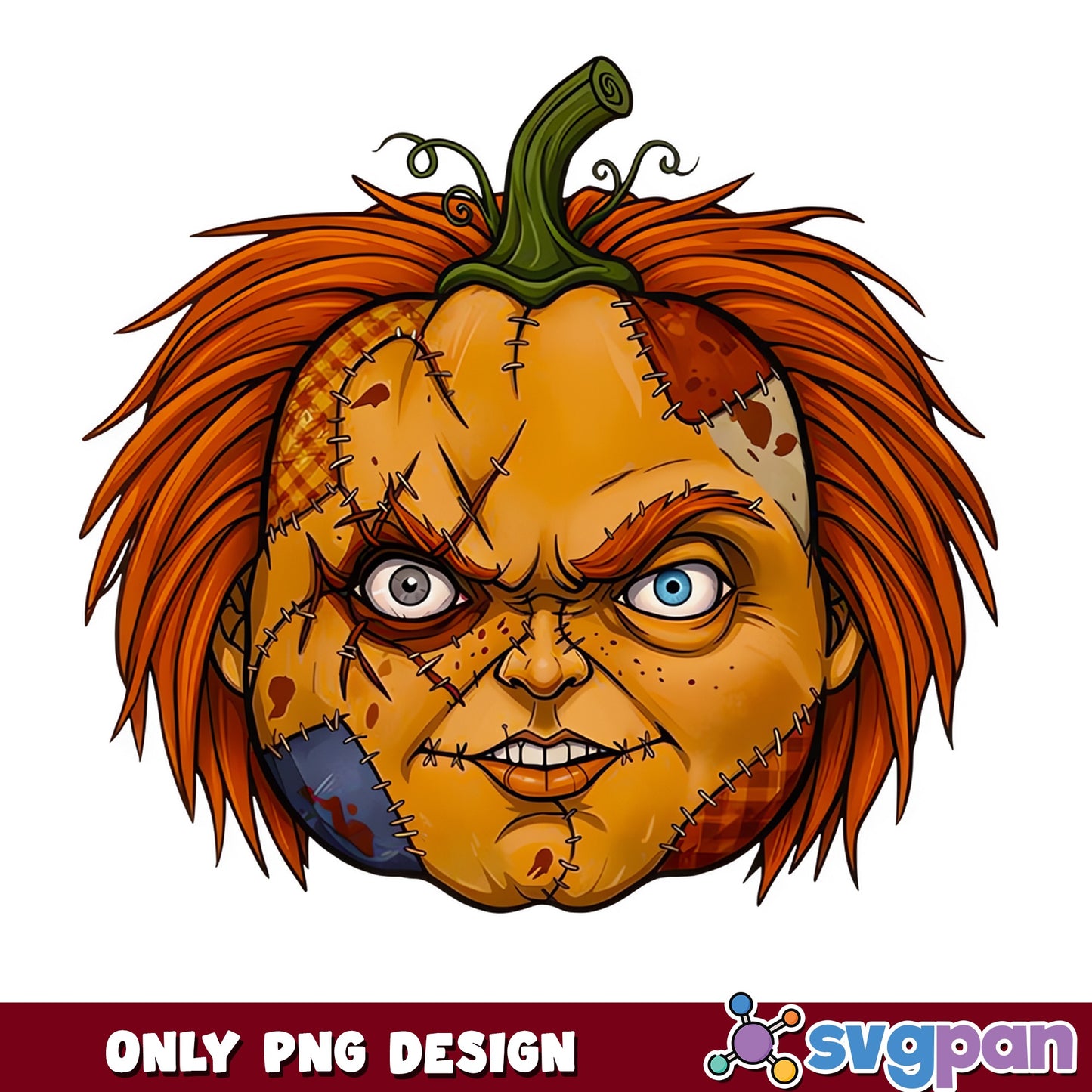 Chucky Pumpkin Halloween PNG, Horror Doll PNG, Halloween PNG