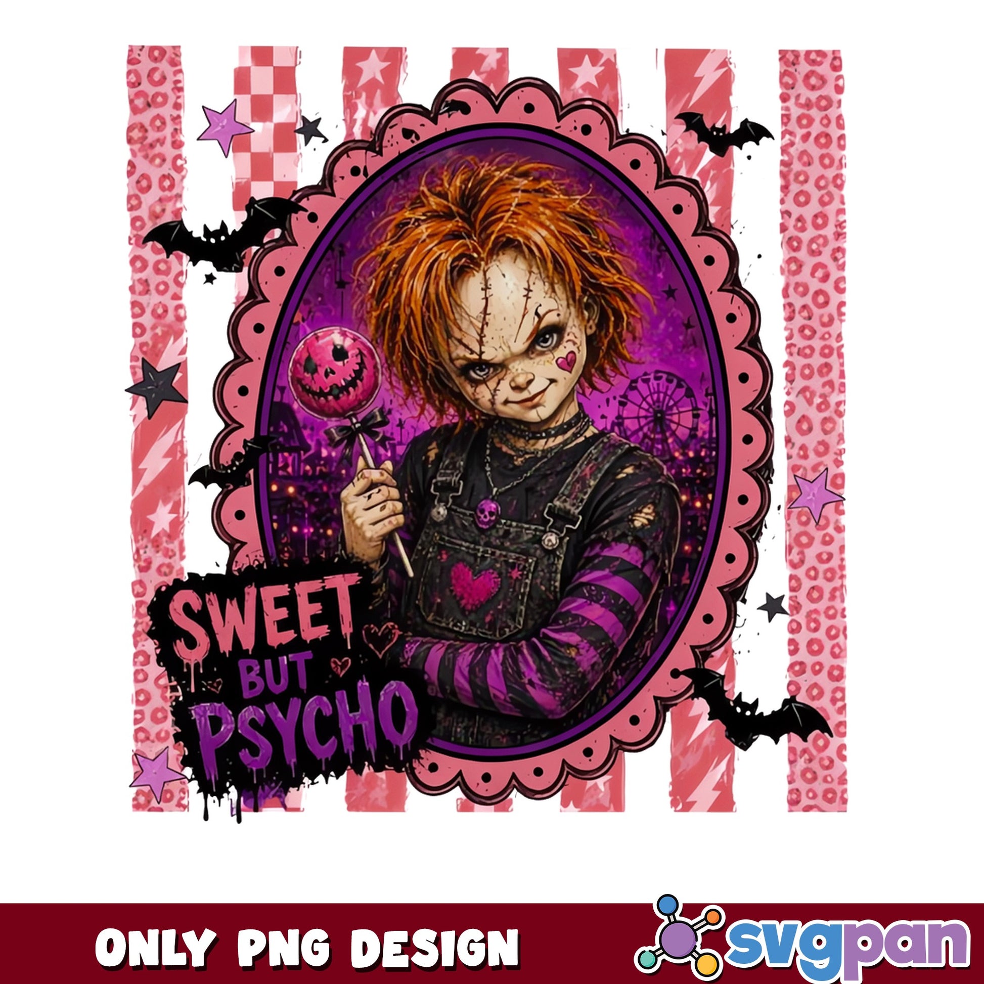 Chucky Sweet But Psycho PNG, Horror Halloween PNG, Spooky Doll PNG
