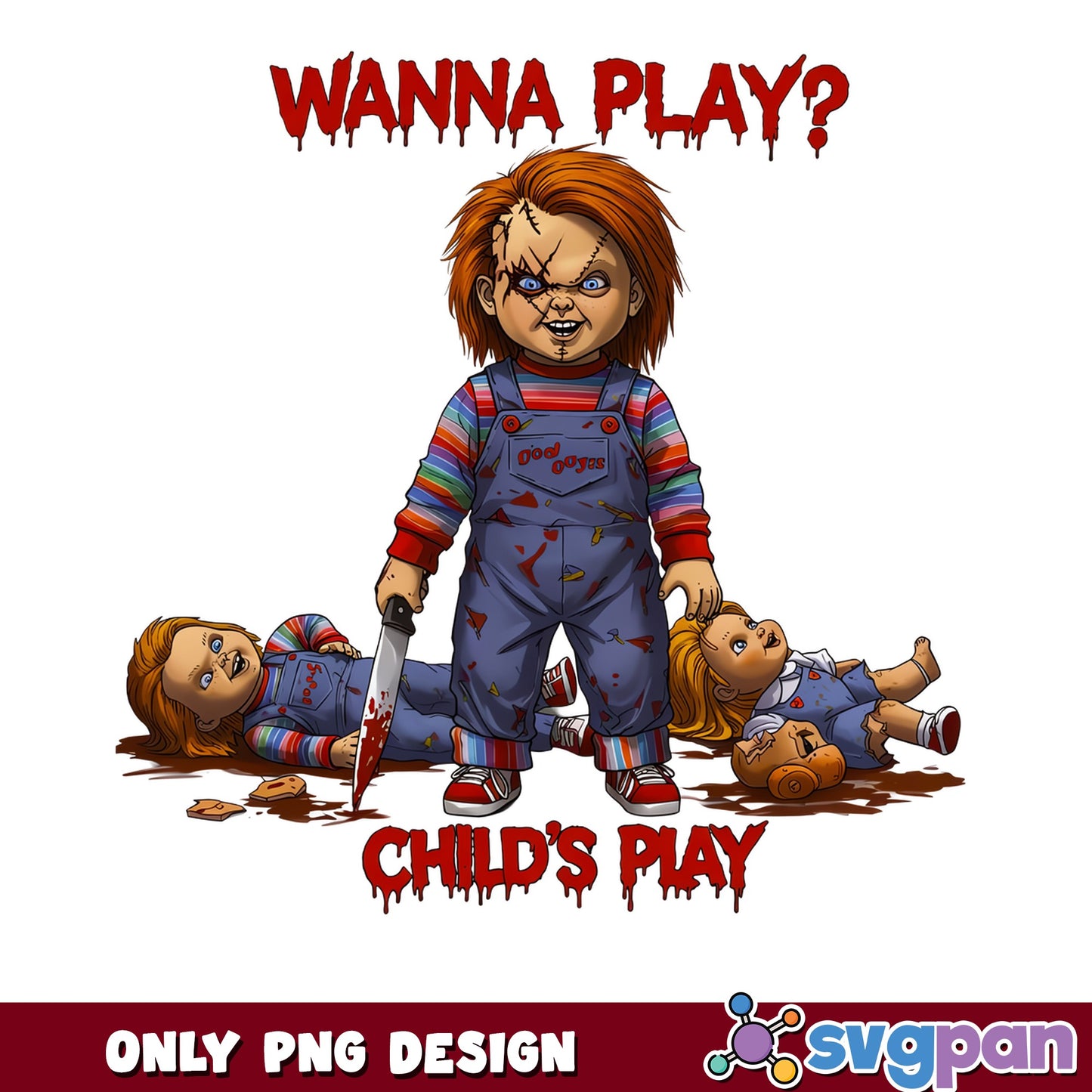 Chucky Wanna Play Childs Play PNG, Horror Movie PNG, Halloween PNG
