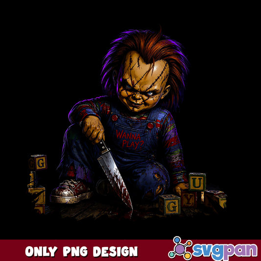 Chucky Wanna Play Horror Doll PNG, Halloween PNG, Child's Play PNG