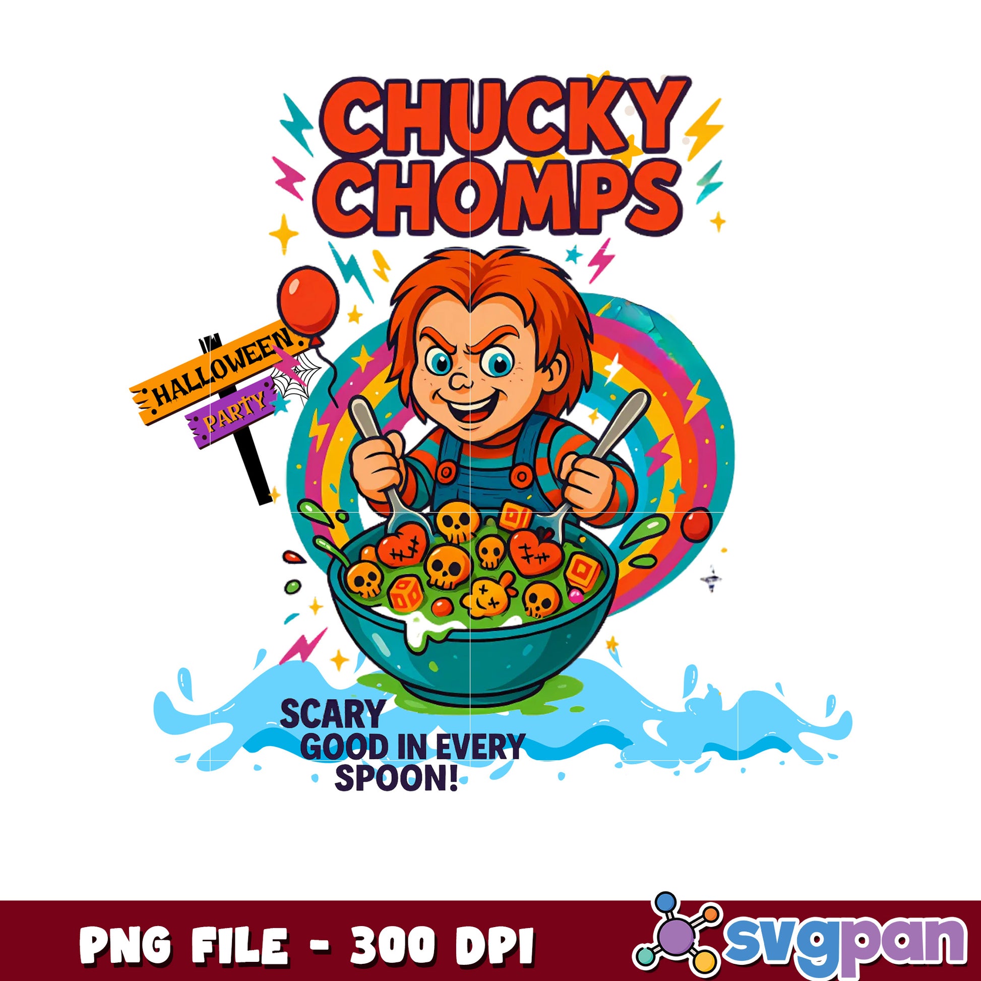 Chucky chomps design png, spooky autumn png, fall season png