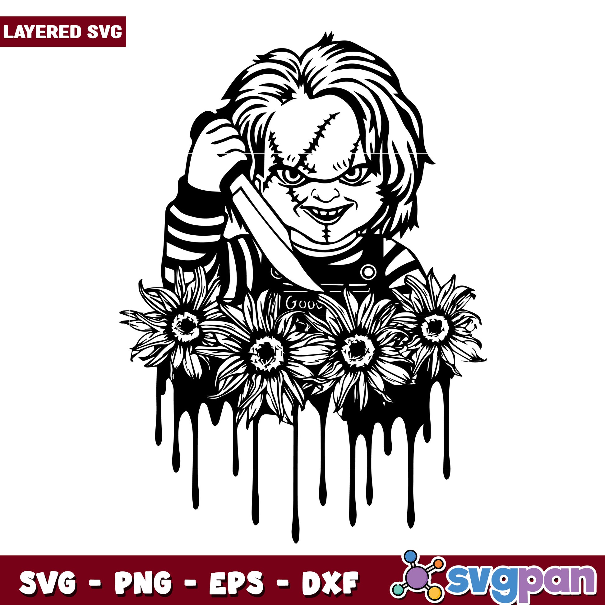 Chukcy flowers svg, halloween horror nights​ svg, spooky halloween svg