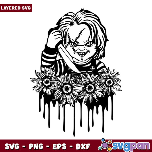 Chukcy flowers svg, halloween horror nights​ svg, spooky halloween svg