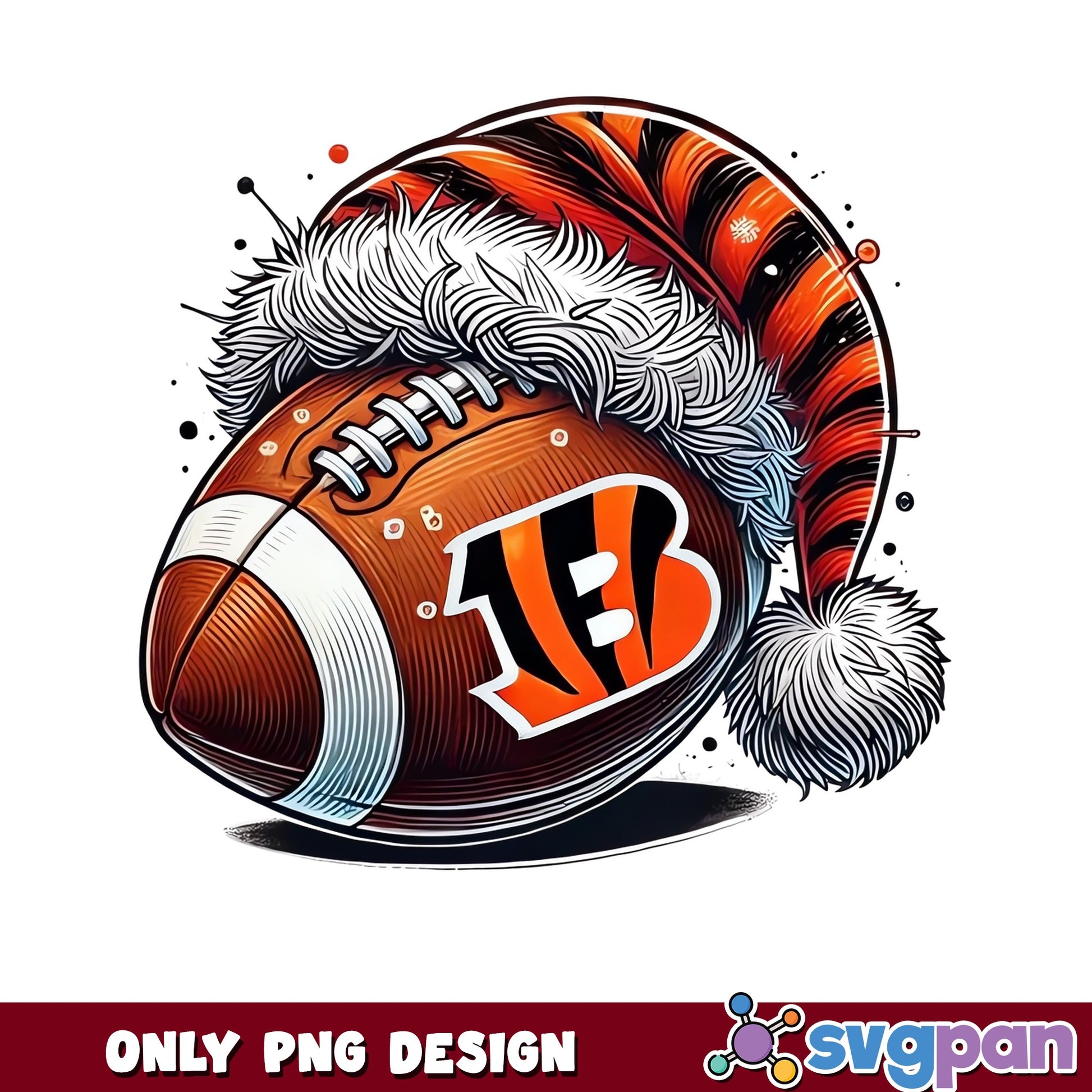 Cincinnati Bengals Christmas PNG, Santa Hat Football PNG, NFL PNG