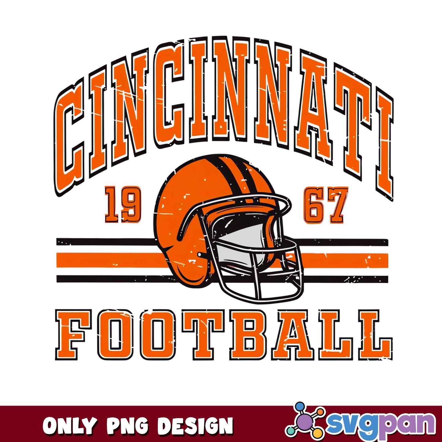 Cincinnati Football PNG, Retro Cincinnati 1967 PNG, Football PNG