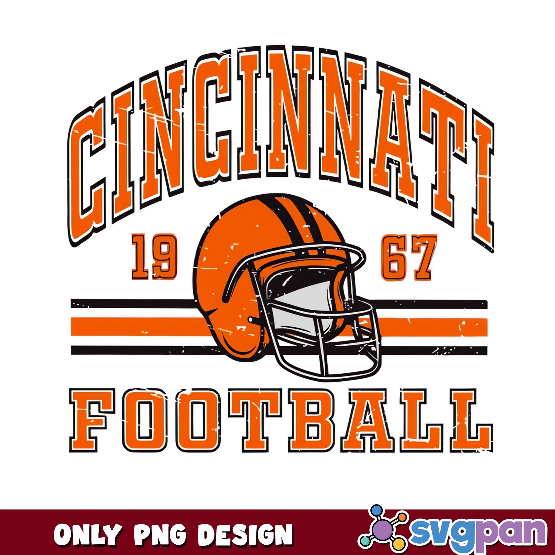 Cincinnati Football PNG, Retro Cincinnati 1967 PNG, Football PNG