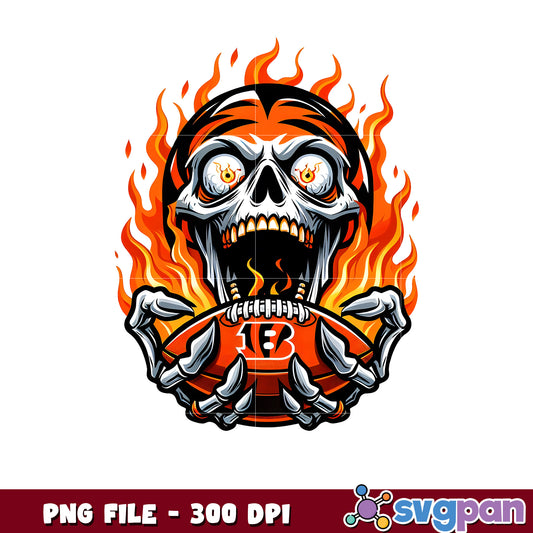 Cincinnati bengals burning skull png, super bowl 2025 png, american football league png