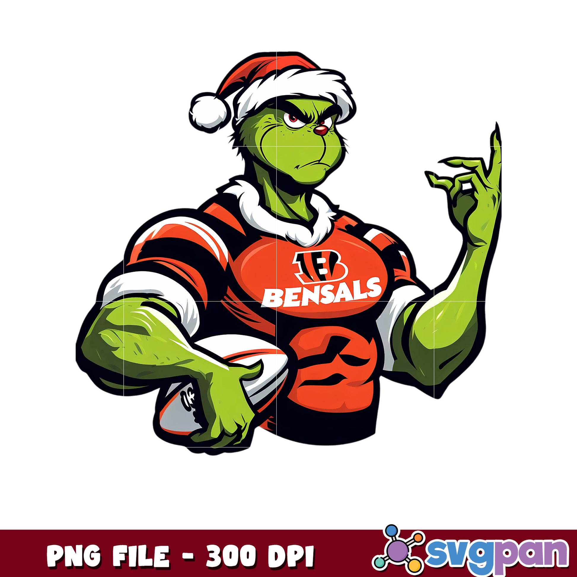Cincinnati bengals christmas grinch design png, nfl bengals, rugby american png