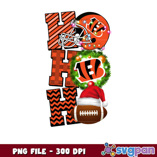 Cincinnati bengals helmet hohoho png, nfl christmas games​ png, super bowl 2025