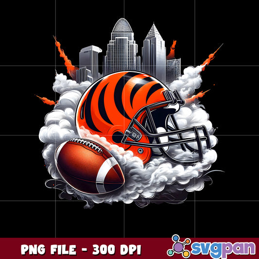 Cincinnati bengals logo smoke helmet illustration png, nfl team helmet png, nfl design png