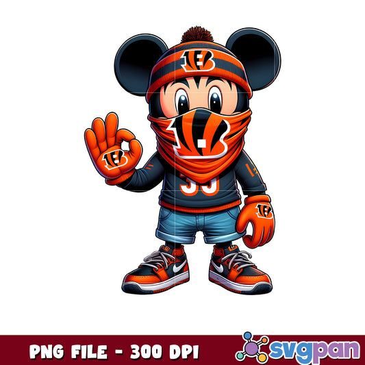 Cincinnati bengals mickey mouse png, mickey mouse nfl​ png, nfl games png