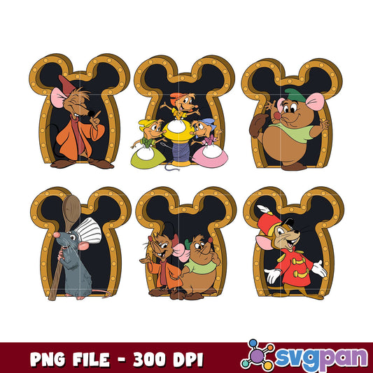 Cinderella Mice PNG Bundle 300 DPI