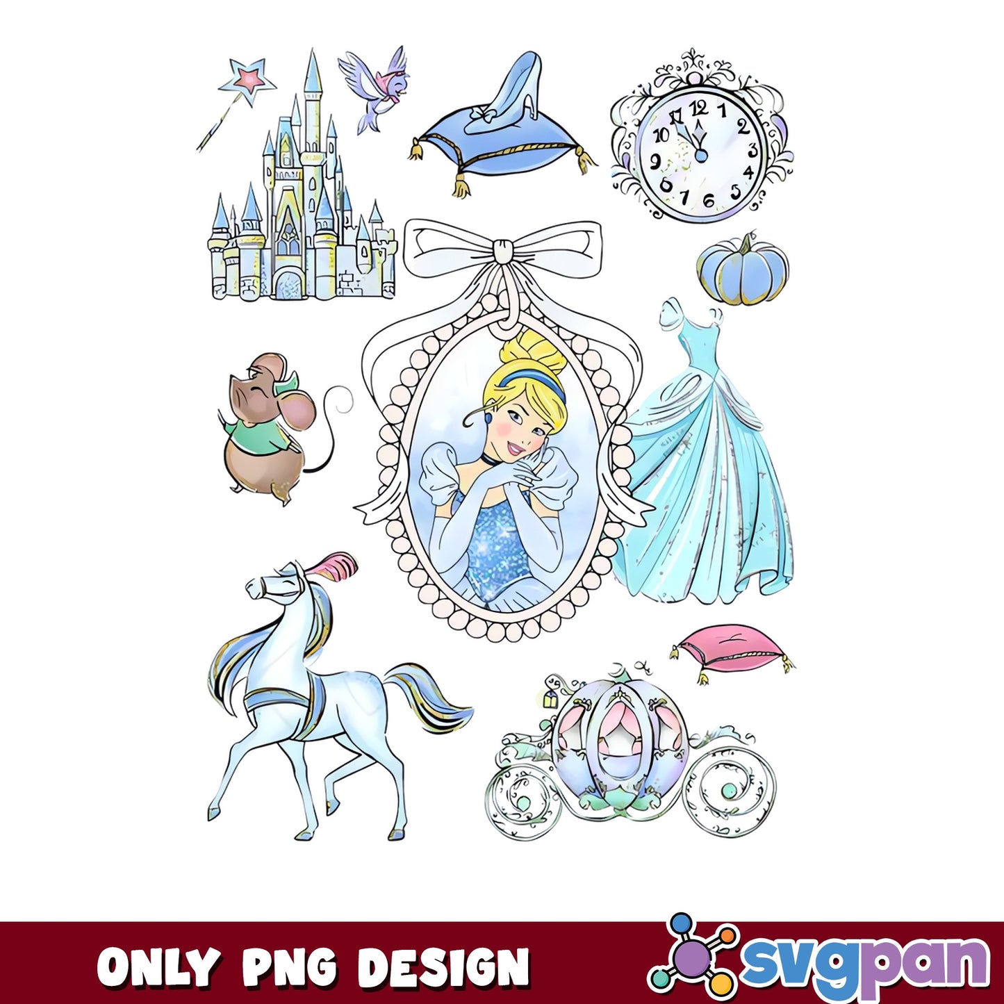 Cinderella Clipart Collection PNG, Disney Princess PNG, Pumpkin Carriage PNG
