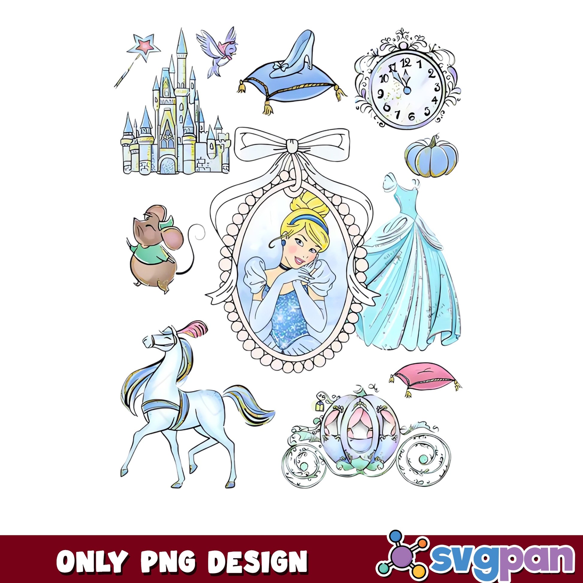 Cinderella Clipart Collection PNG, Disney Princess PNG, Pumpkin Carriage PNG