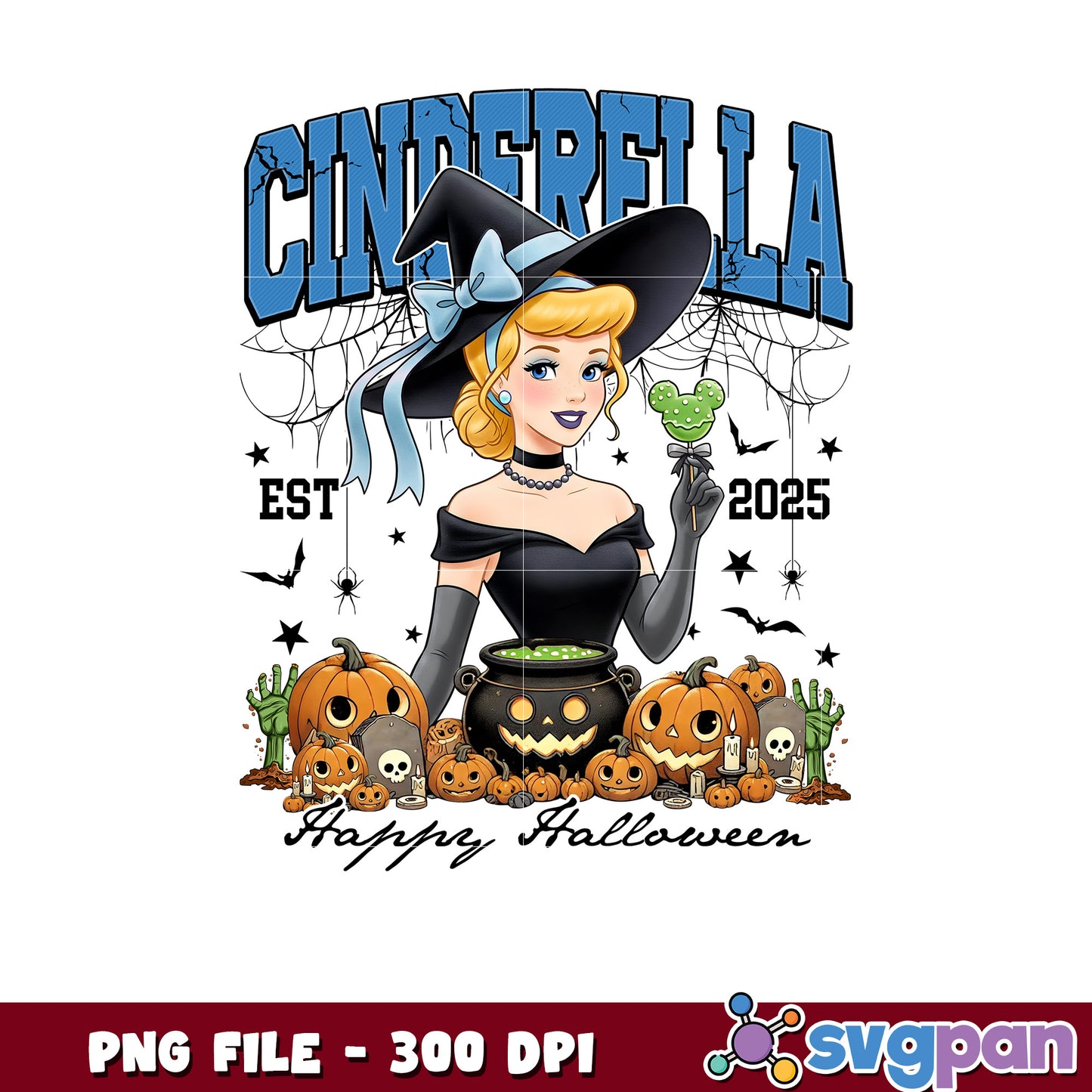 Cinderella happy haloween png, halloween decorations png, halloween disney png