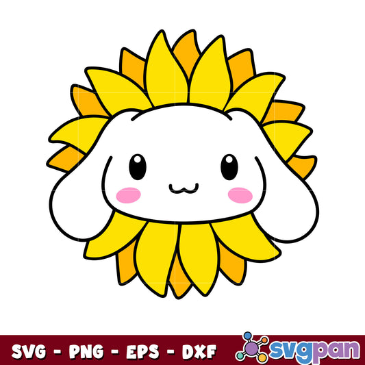 Cinnamoroll face sunflower design svg, sanrio cinnamoroll​ svg