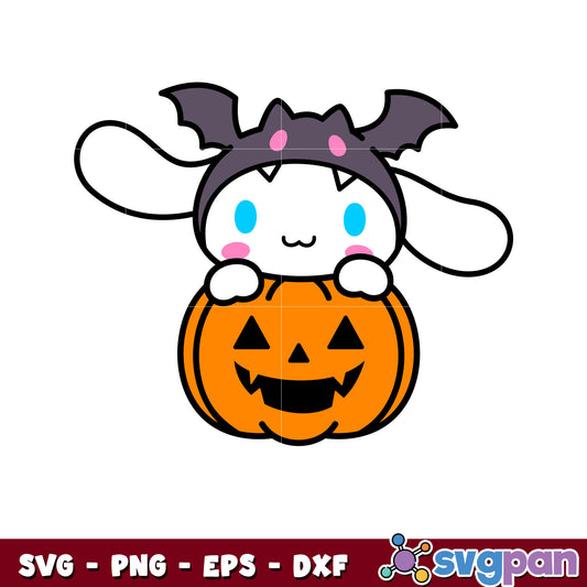 Cinnamoroll pumpkin design svg, halloween cinnamoroll​ svg