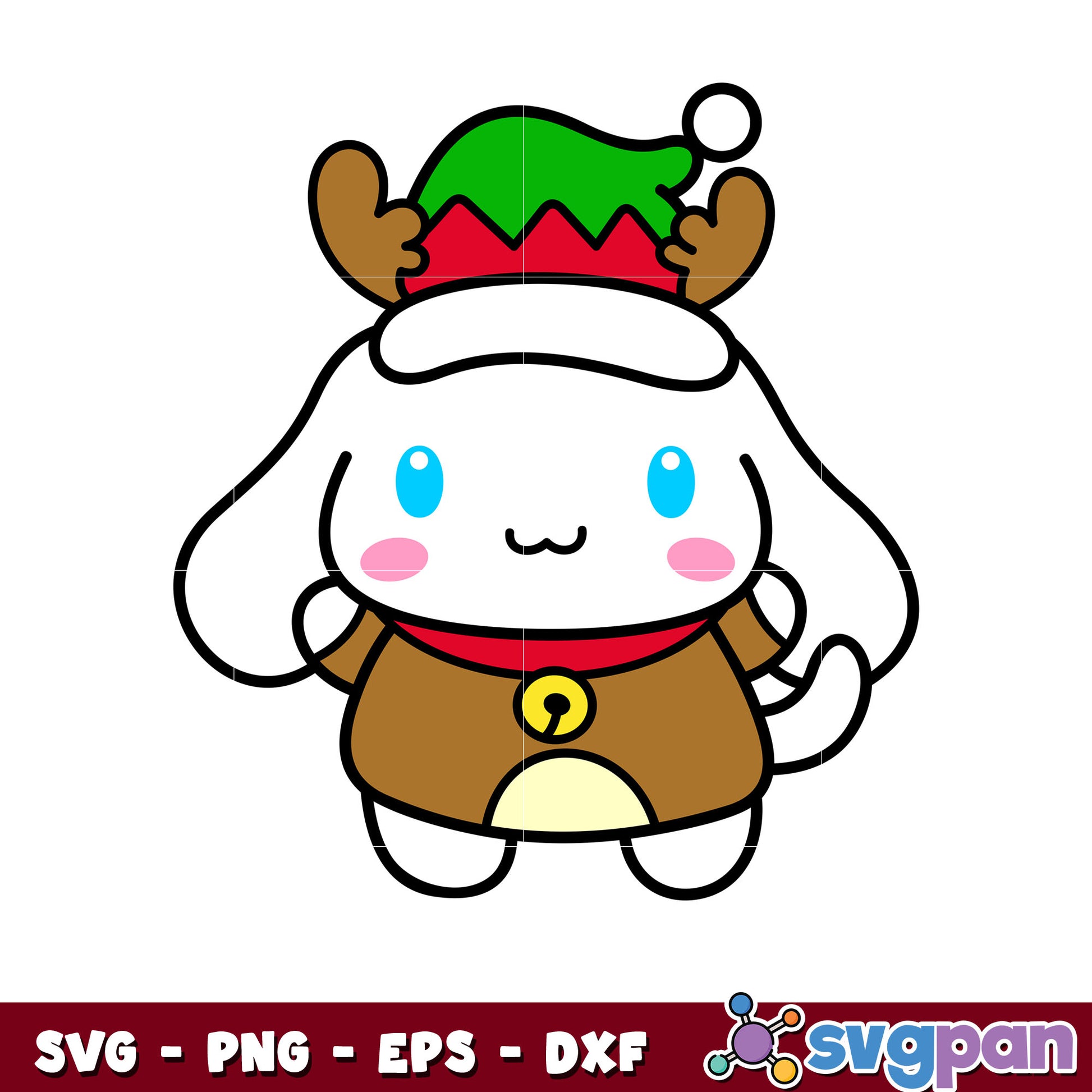 Cinnamoroll reindeer design svg, hello kitty christmas svg